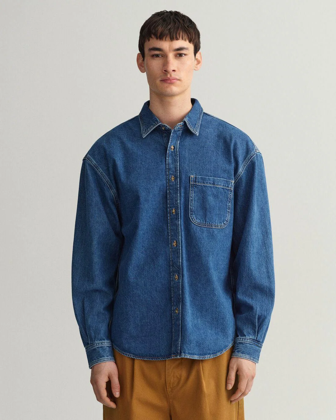 Shirts | Mens GANT Oversized Denim Twill Shirt Mid Blue Worn In