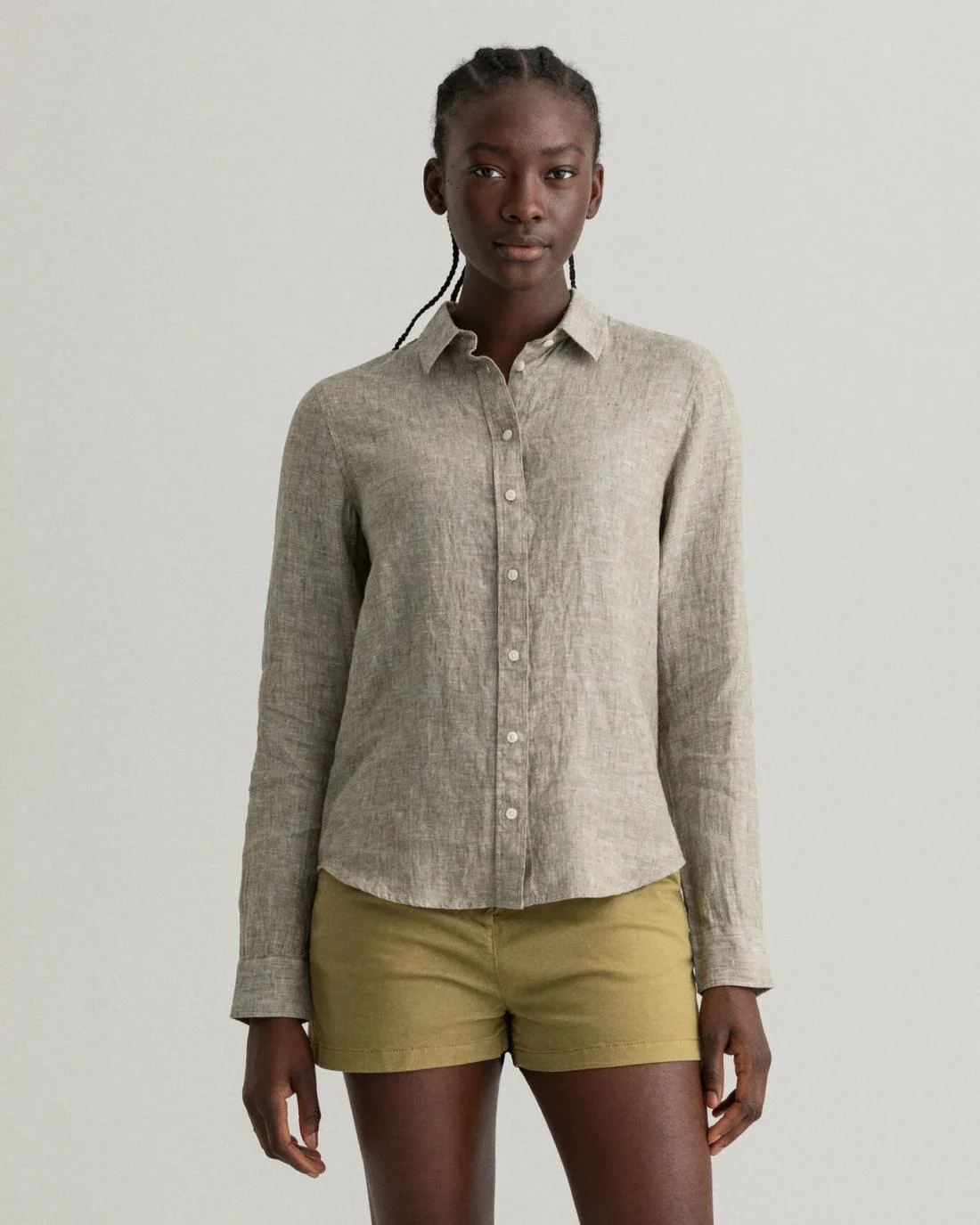 Shirts And Blouses | Womens GANT Linen Chambray Shirt Utility Green