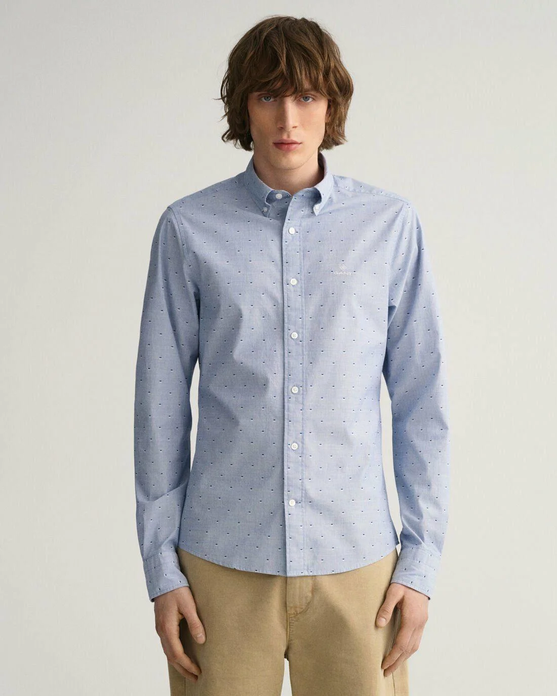 Shirts | Mens GANT Slim Fit Dobby Dot Shirt College Blue