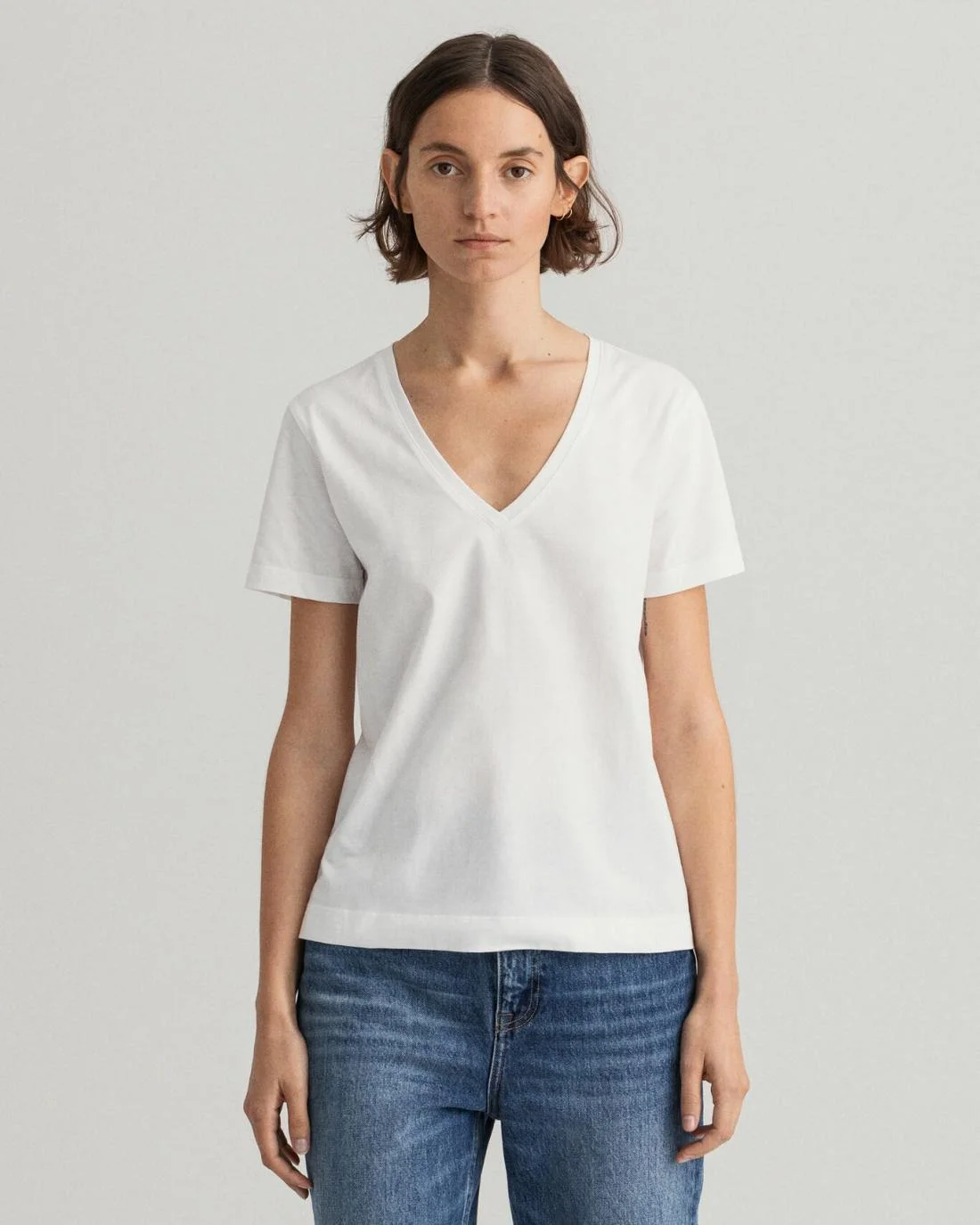 Polos And T-Shirts | Womens GANT Original V-Neck T-Shirt White