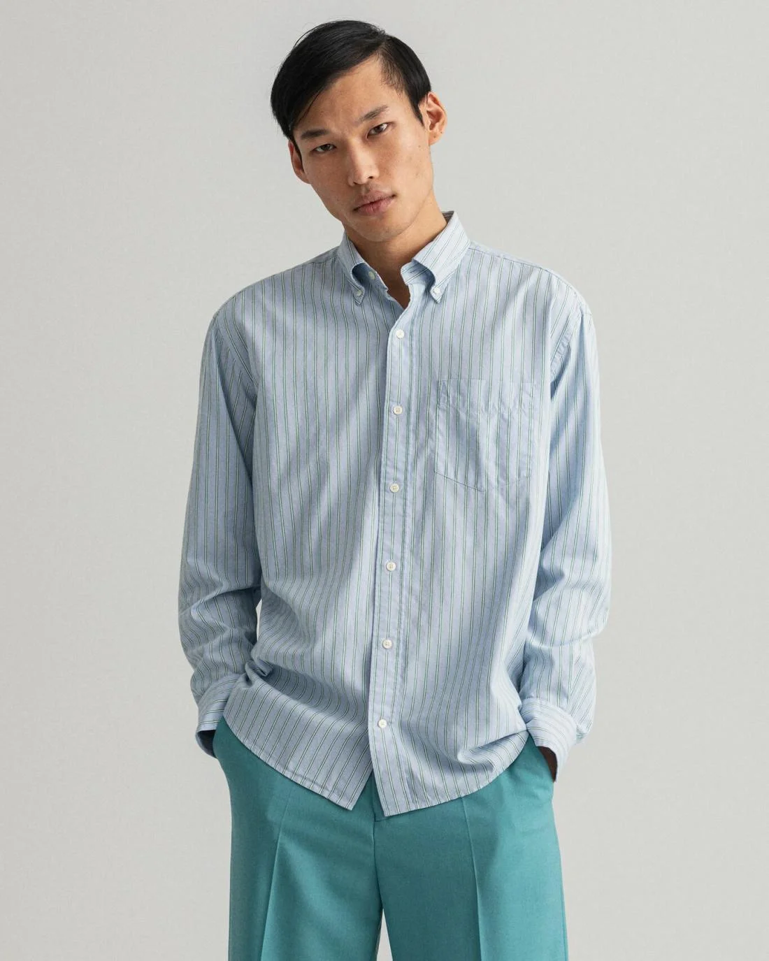 Shirts | Mens GANT Relaxed Fit Stripe Oxford Shirt Hamptons Blue