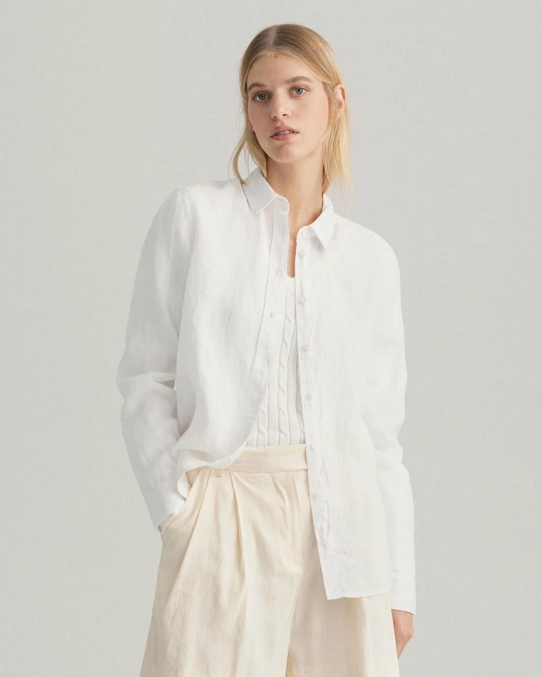 Shirts And Blouses | Womens GANT Linen Chambray Shirt White