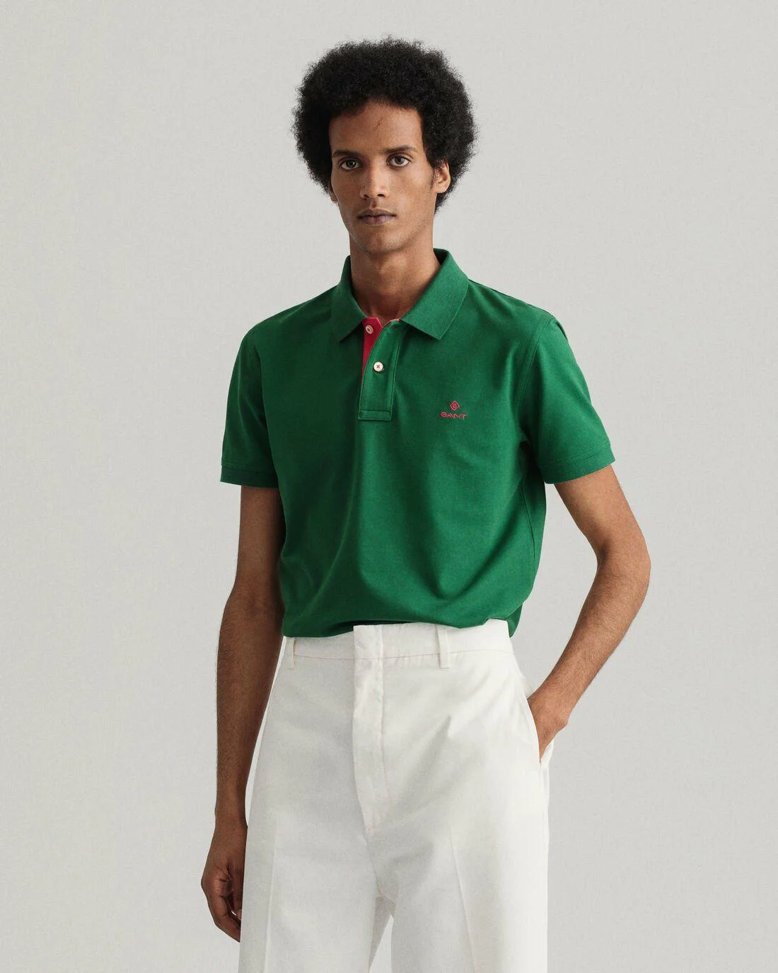 Polo Shirts | Mens GANT Contrast Collar Piqué Rugger Eden Green