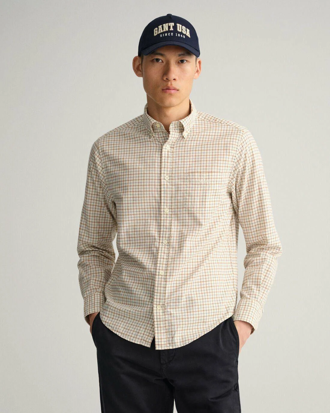 Shirts | Mens GANT Regular Fit Twill Window Check Shirt Roasted Walnut