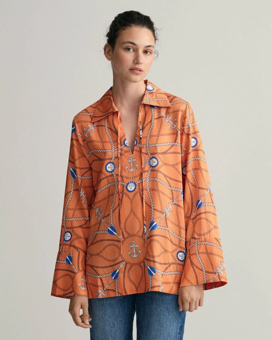 Shirts And Blouses | Womens GANT Sailing Print Blouse Apricot Orange