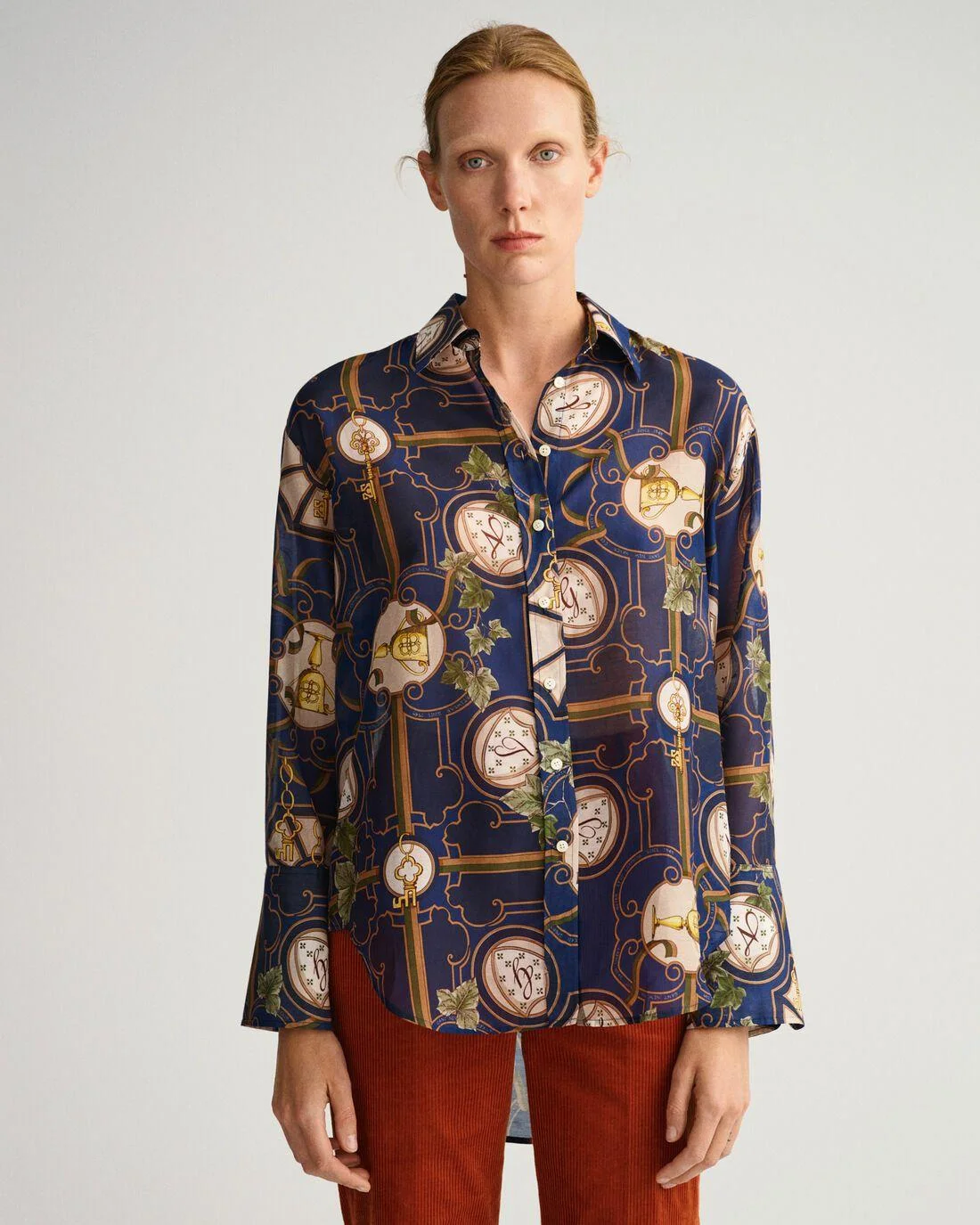 Shirts And Blouses | Womens GANT Relaxed Fit American Luxe Cotton Silk Shirt Evening Blue