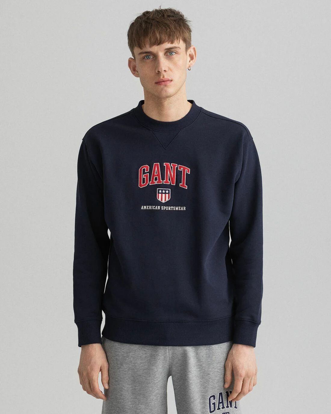 Hoodies And Sweats | Mens GANT Retro Shield Crew Neck Sweater Evening Blue