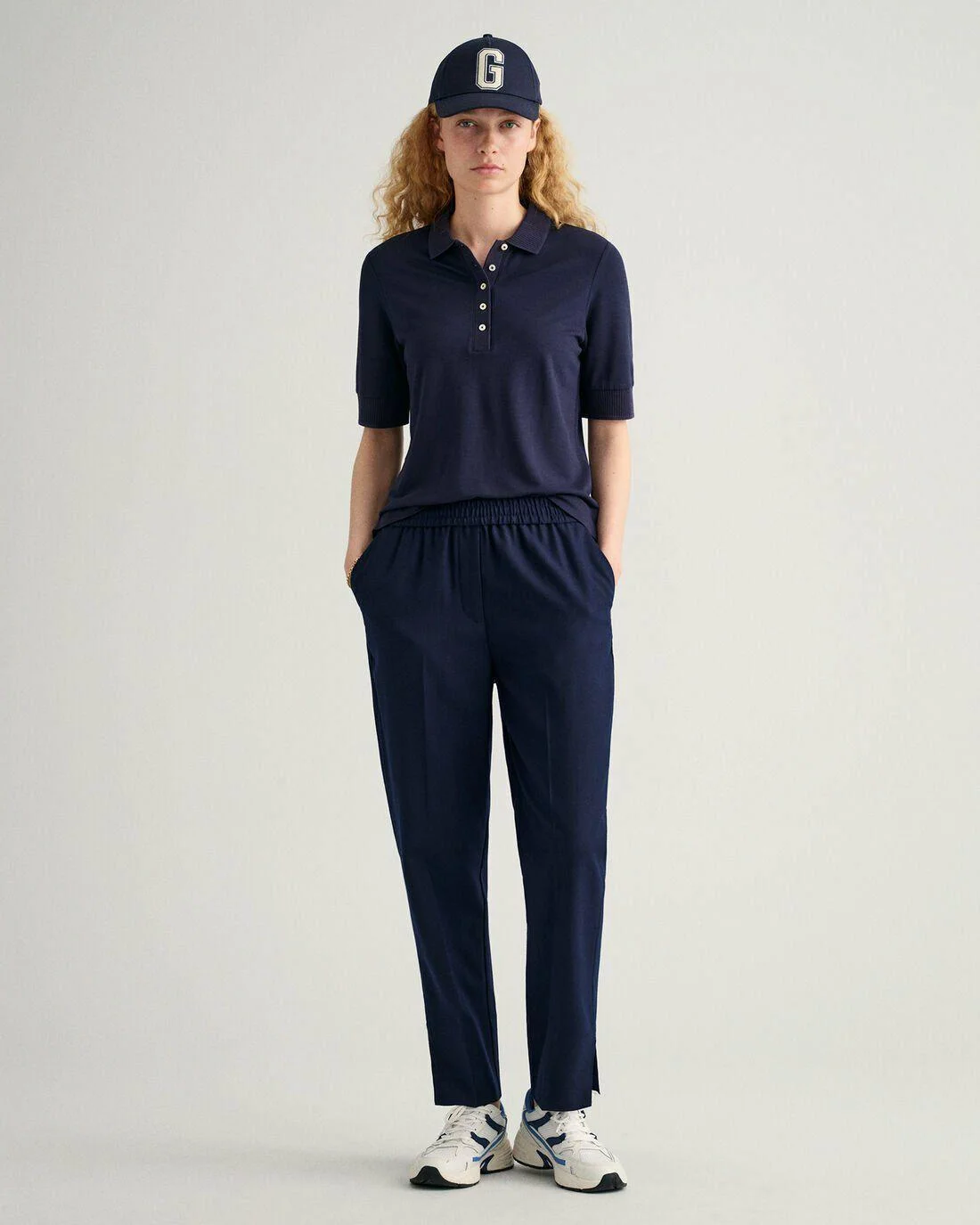 Trousers | Womens GANT Tapered Pull-On Pants Evening Blue