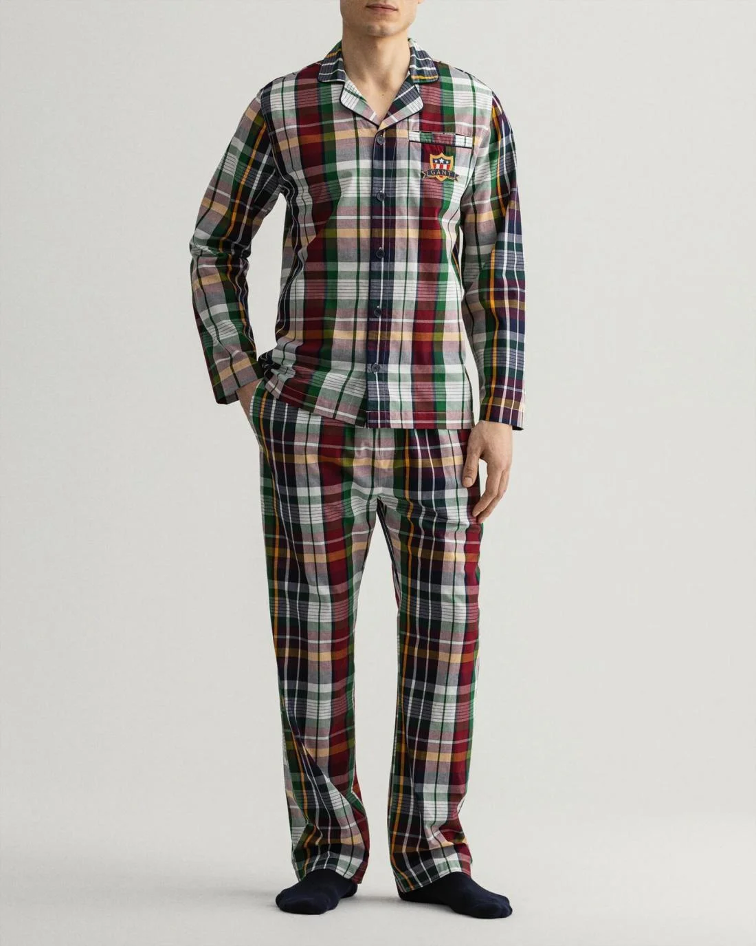 Underwear | Mens GANT Tartan Check Pajama Pants &amp; Shirt Evening Blue