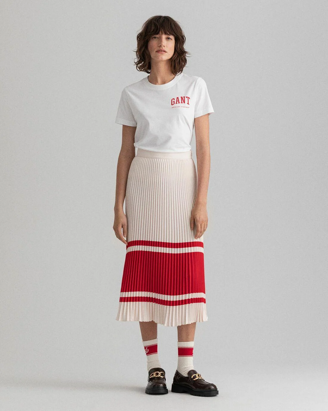 Shorts And Skirts | Womens GANT Stripe Pleated Skirt Linen