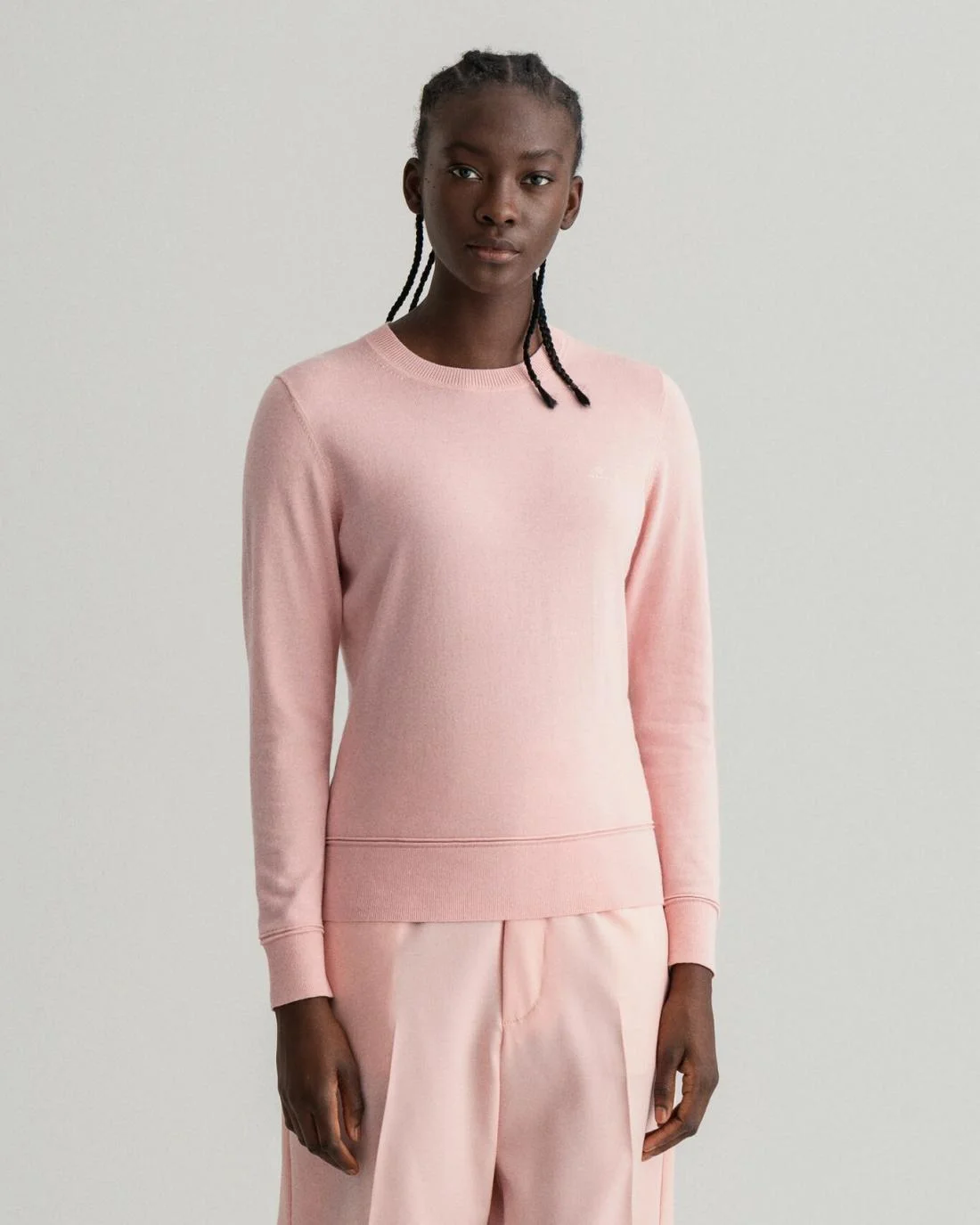 Knitwear | Womens GANT Light Cotton Crew Neck Sweater Preppy Pink