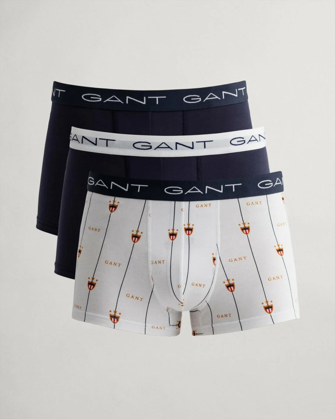 Underwear | Mens GANT 3-Pack Banner Shield Trunks With Gift Box White