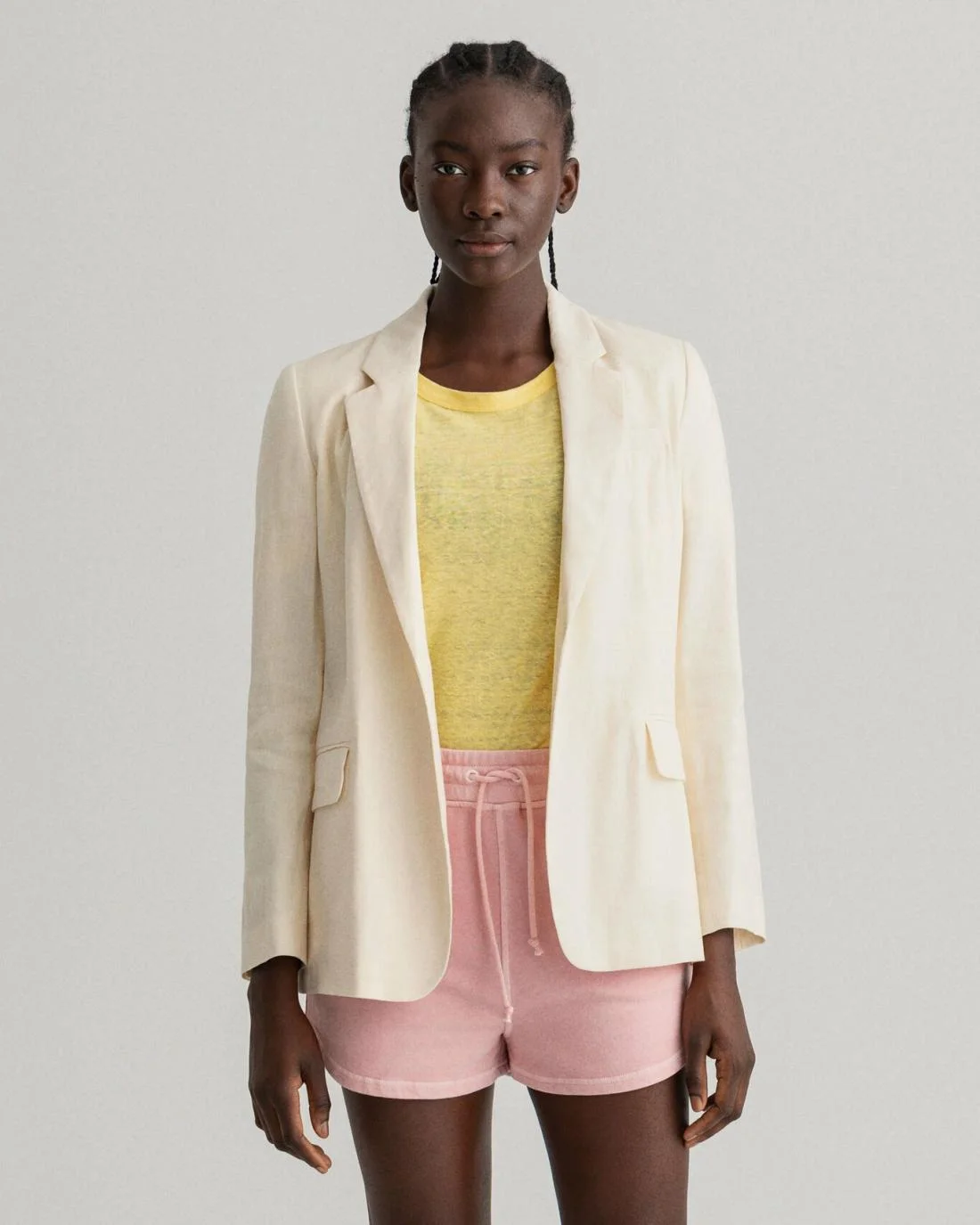 Blazers | Womens GANT Straight Fit Stretch Linen Blazer Cream