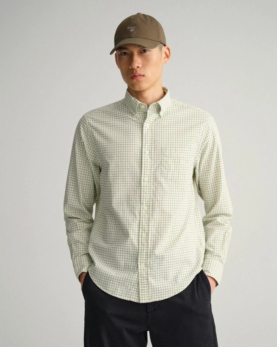 Shirts | Mens GANT Regular Fit Twill Window Check Shirt Eucalyptus Green