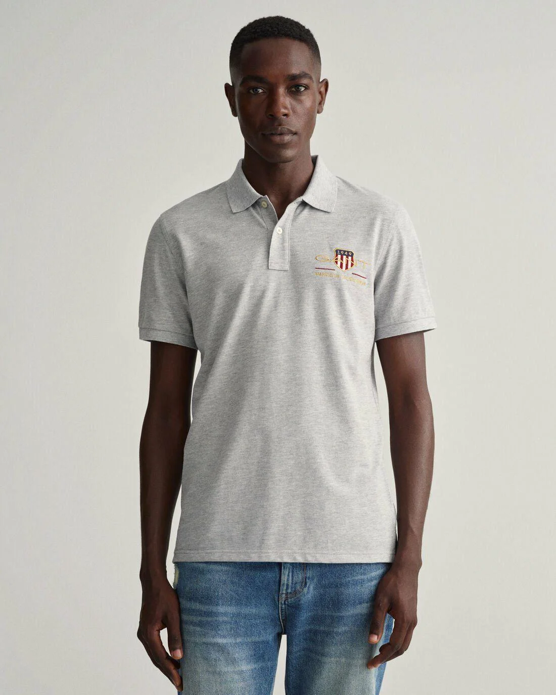 Polo Shirts | Mens GANT Archive Shield Piqué Polo Shirt Grey Melange