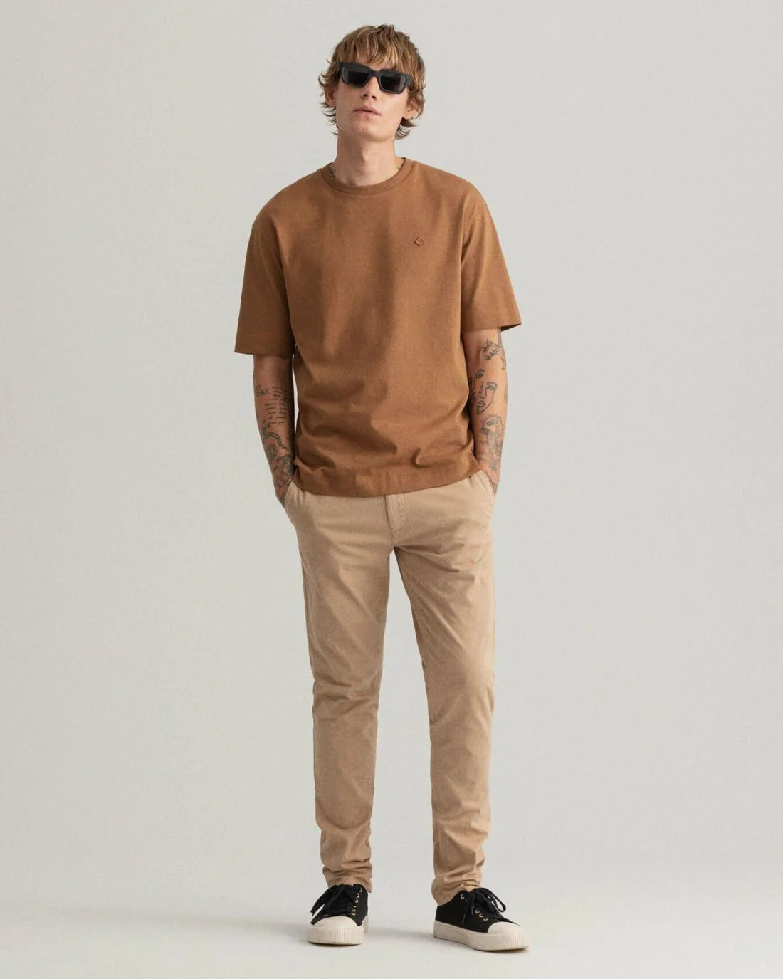 Chinos | Mens GANT Molsey Extra Slim Fit Brushed Chinos Dark Khaki