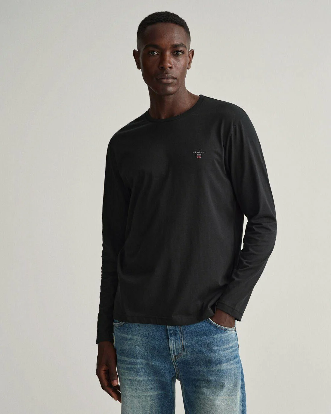 T-Shirts | Mens GANT Original Long Sleeve T-Shirt Black