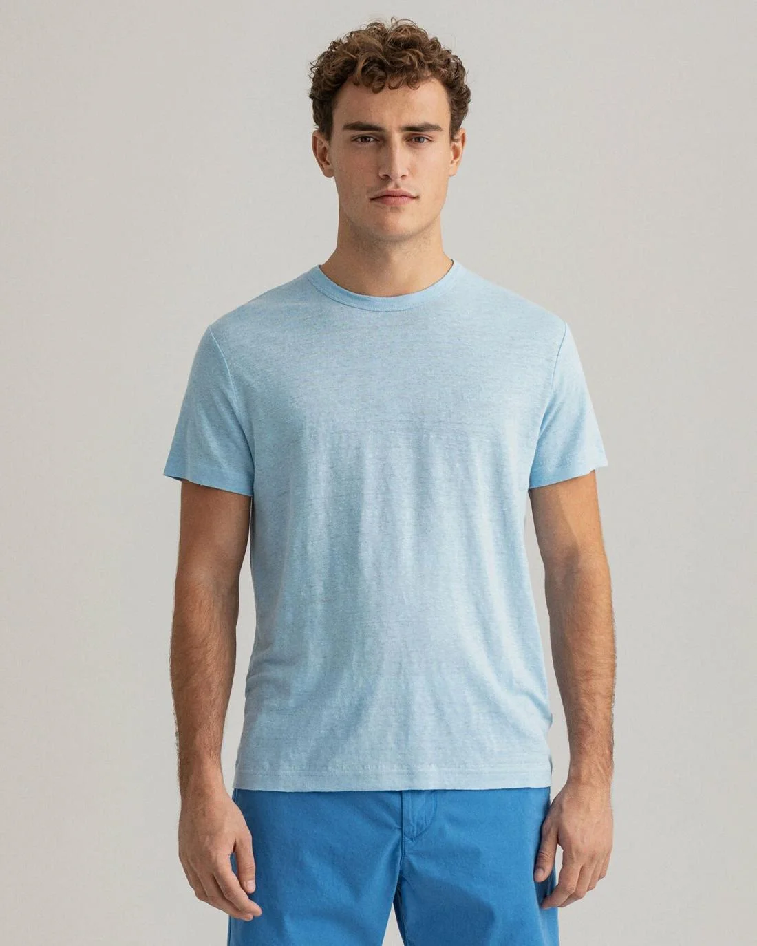 T-Shirts | Mens GANT Linen T-Shirt Clear Sky