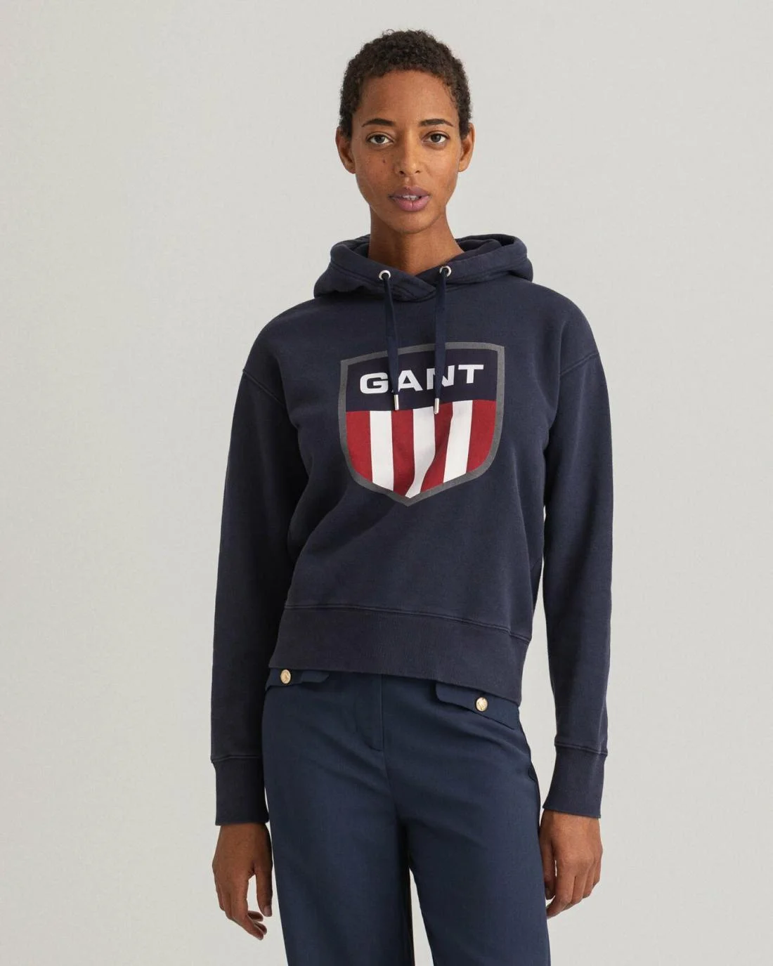 Hoodies And Sweats | Womens GANT Retro Shield Hoodie Evening Blue