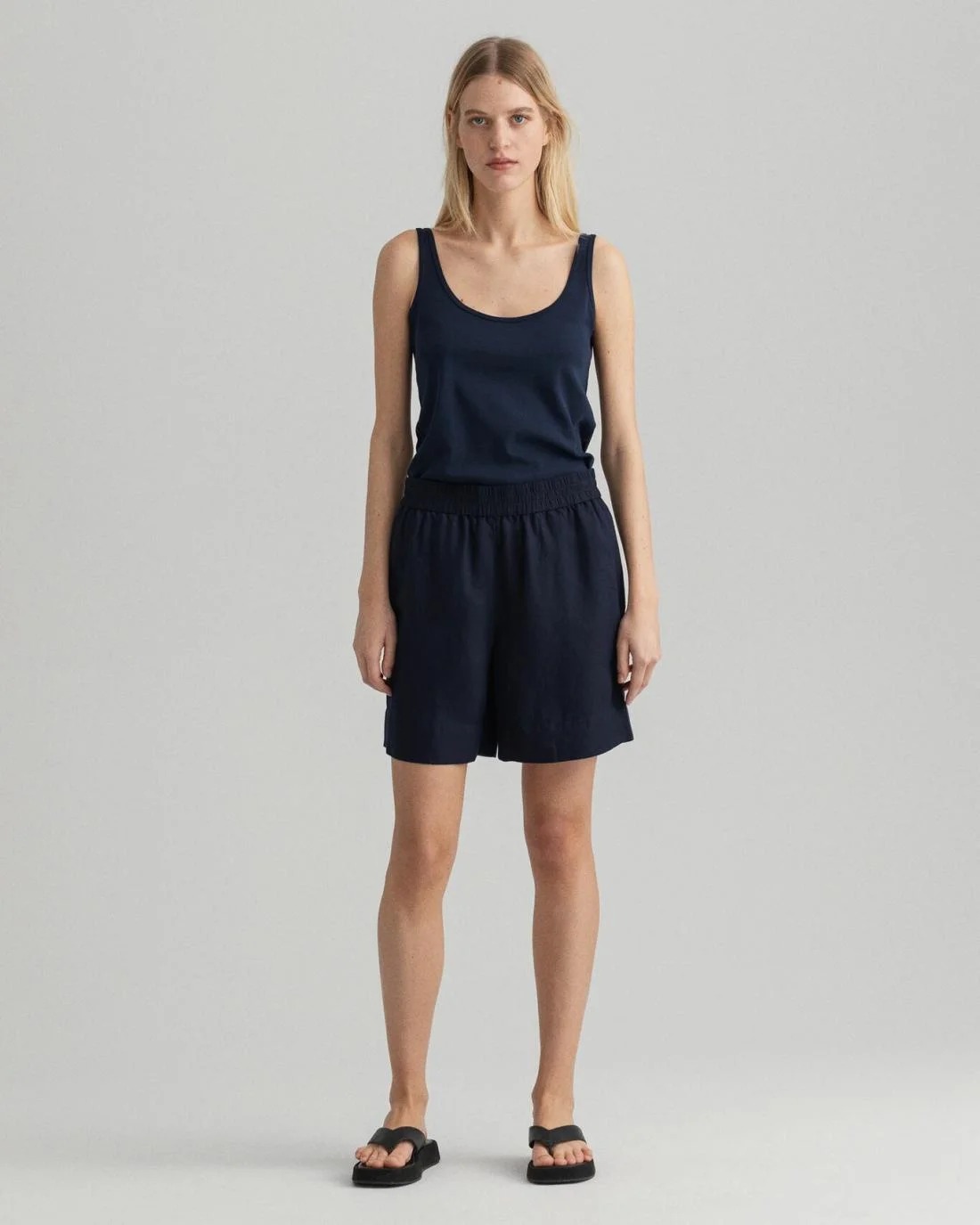 Shorts And Skirts | Womens GANT Linen Viscose Pull-On Shorts Evening Blue