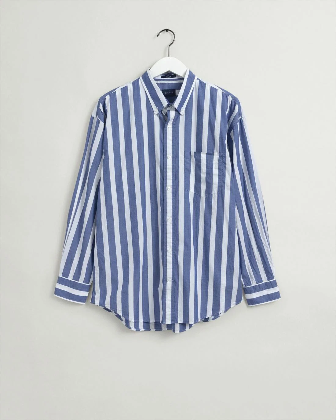 Shirts | Mens GANT Oversized Wide Stripe Poplin Shirt College Blue