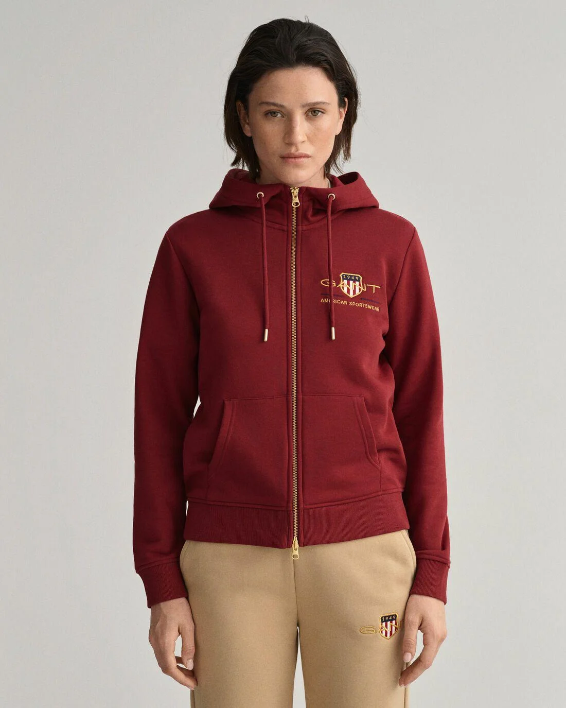 Hoodies And Sweats | Womens GANT Archive Shield Full-Zip Hoodie Plumped Red