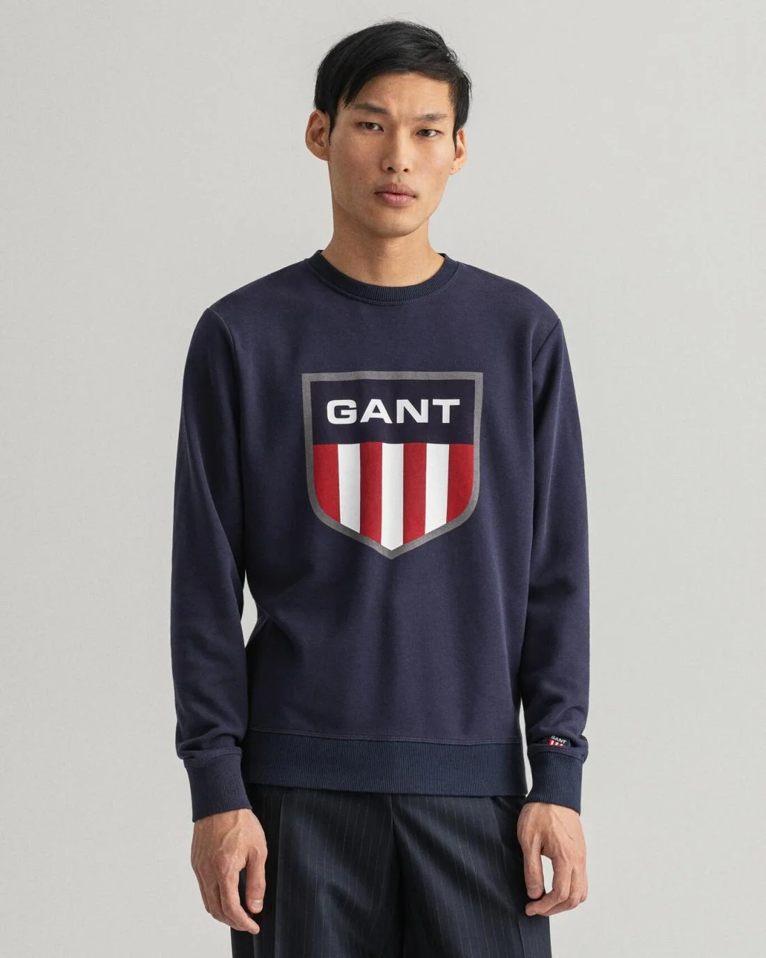 Hoodies And Sweats | Mens GANT Retro Shield Crew Neck Sweatshirt Evening Blue