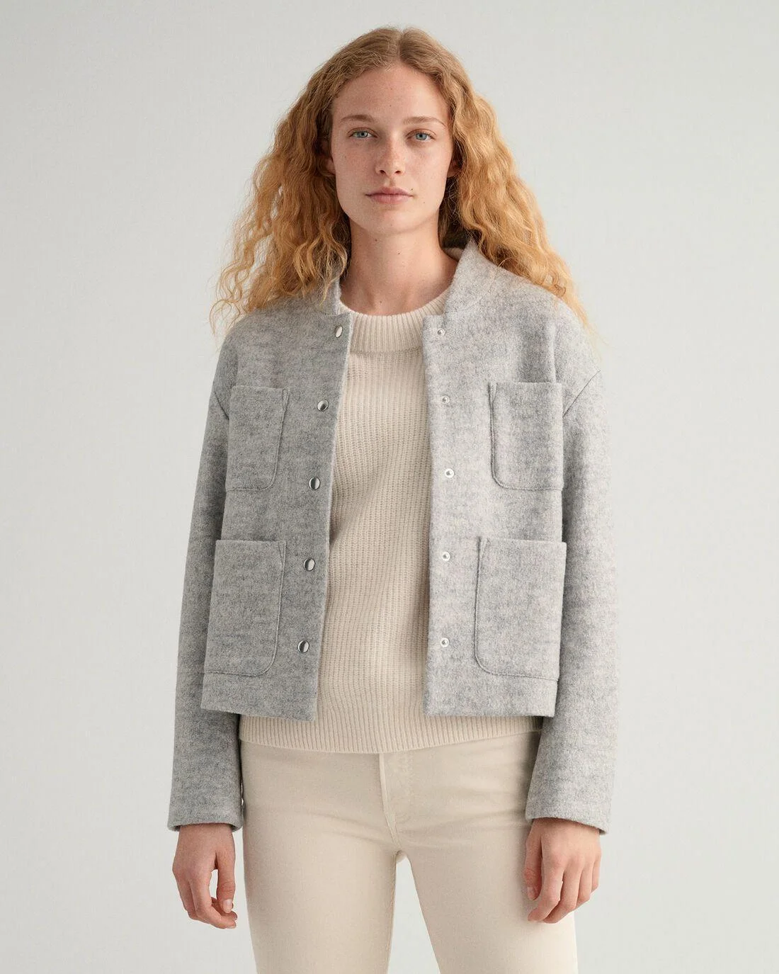 Blazers | Womens GANT Gant Varsity Blazer Jacket Grey Melange