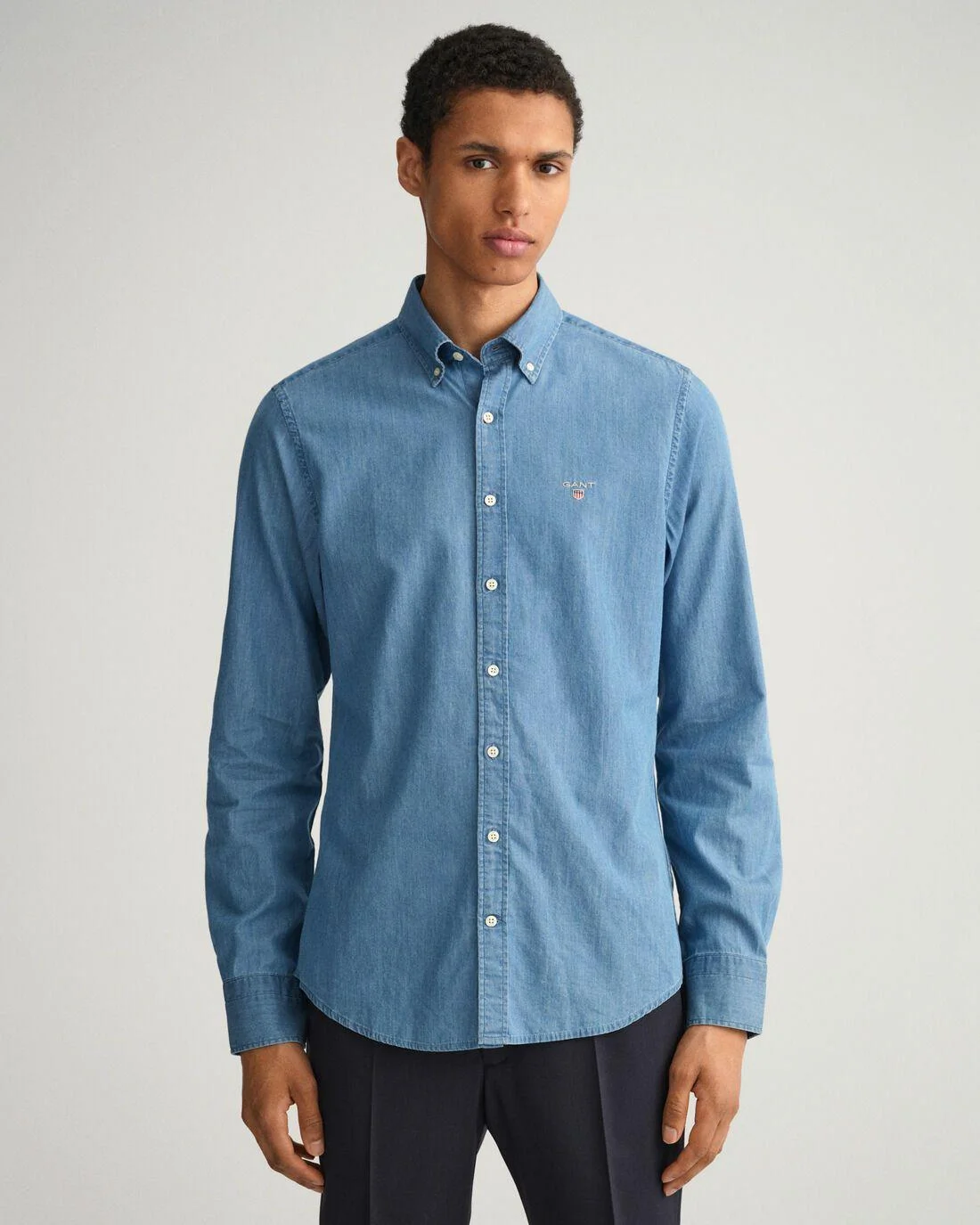 Shirts | Mens GANT Slim Fit Indigo Shirt Semi Light Blue