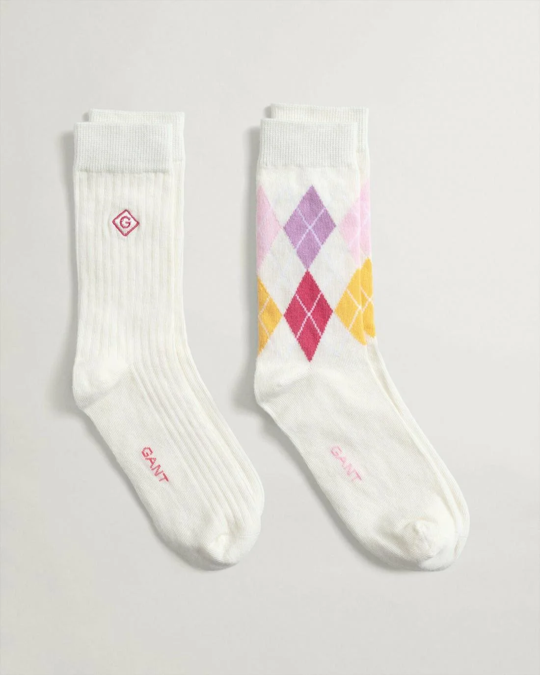 Socks | Womens GANT 2-Pack Argyle Socks Eggshell