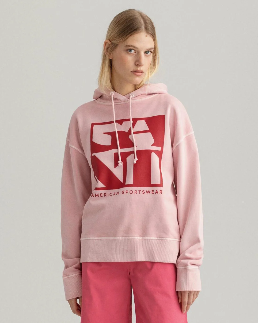 Hoodies And Sweats | Womens GANT Quadrat Logo Hoodie Preppy Pink