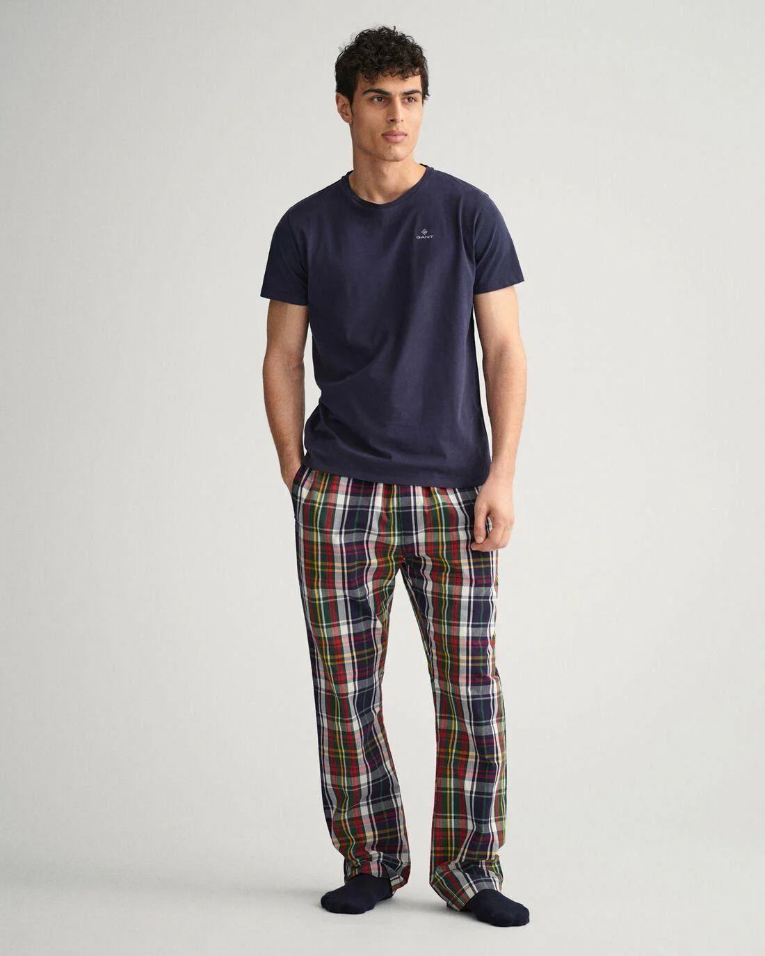 Underwear | Mens GANT Check Pajama Pants Evening Blue