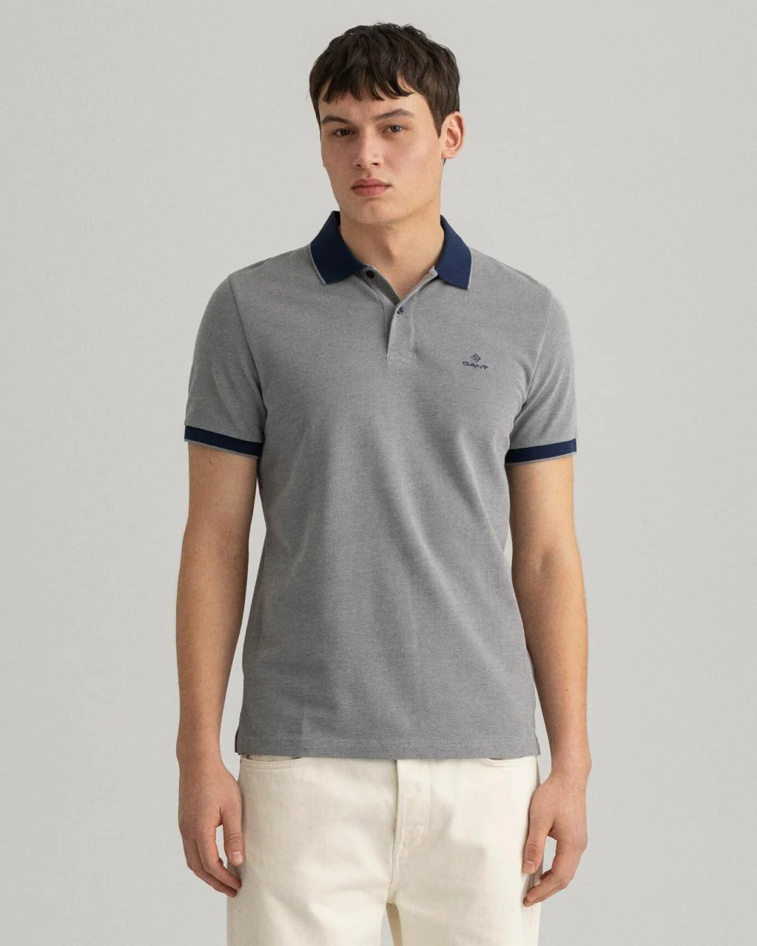 Polo Shirts | Mens GANT 4-Color Oxford Piqué Polo Shirt Grey Melange