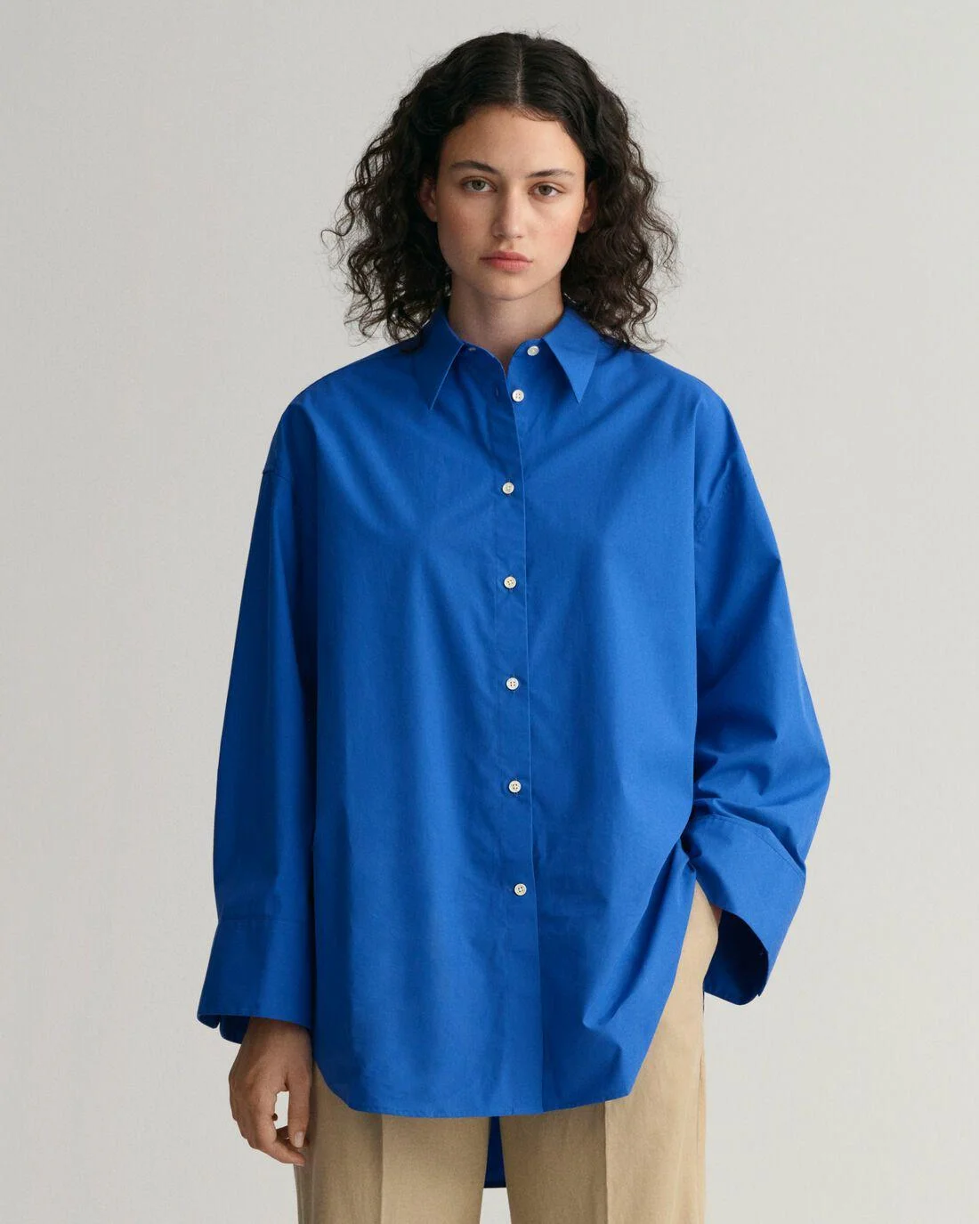 Shirts And Blouses | Womens GANT Oversized Fit Wide Cuff Shirt Lapis Blue