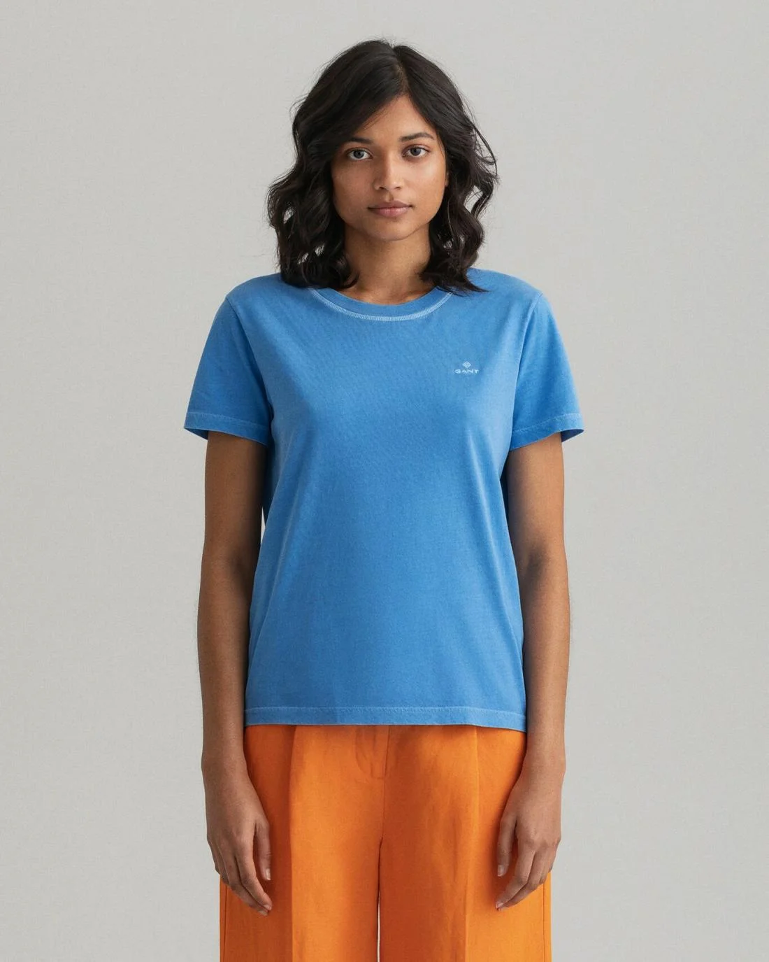 Polos And T-Shirts | Womens GANT Sunfaded T-Shirt Silver Lake Blue