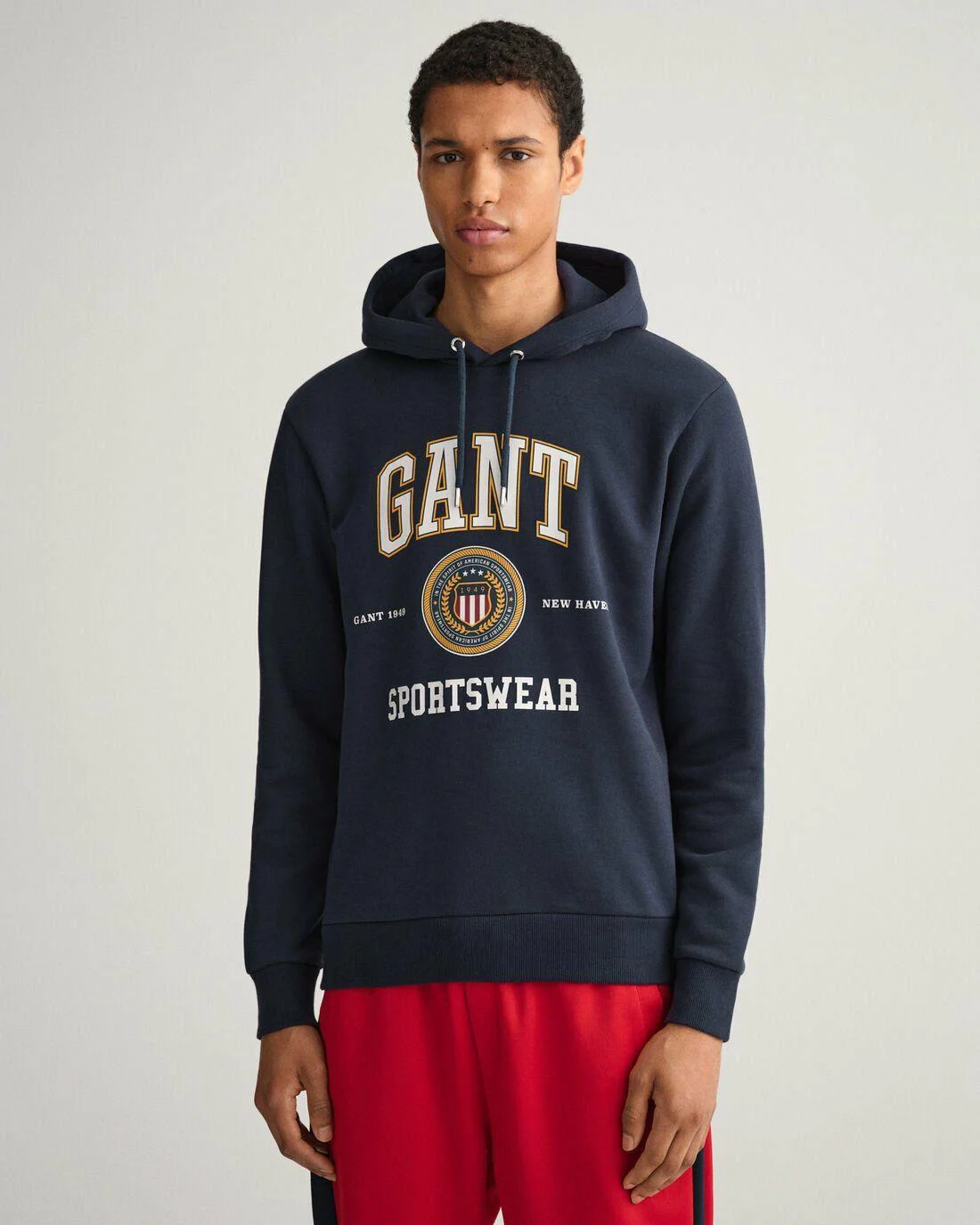 Hoodies And Sweats | Mens GANT Crest Shield Sweat Hoodie Evening Blue