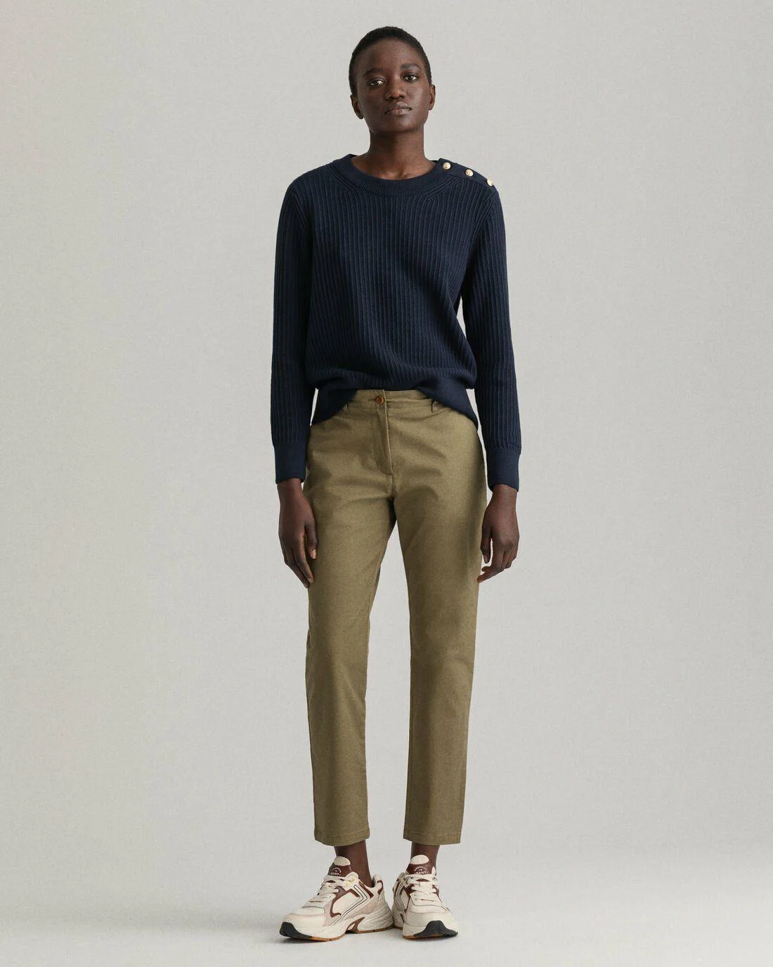 Trousers | Womens GANT Fryda Slim Fit Classic Chinos Utility Green