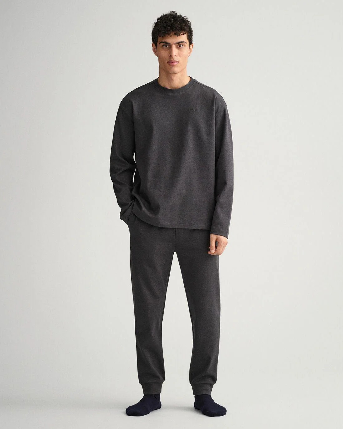 Underwear | Mens GANT Premium Loungewear Set Charcoal Melange