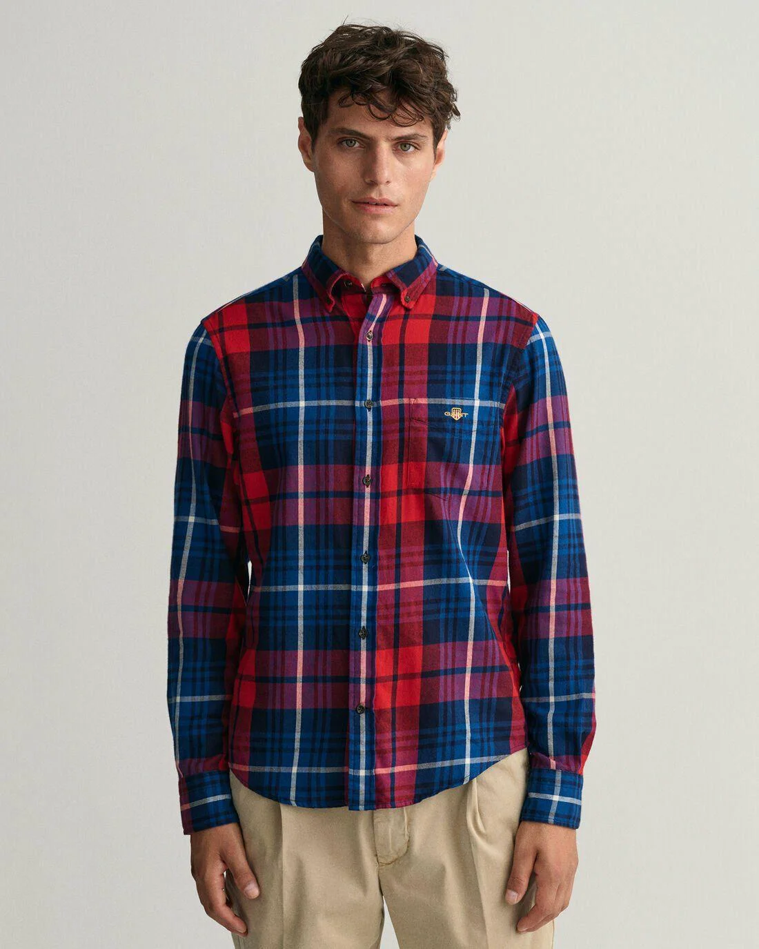 Shirts | Mens GANT Regular Fit Plaid Flannel Shirt Equestrian Red