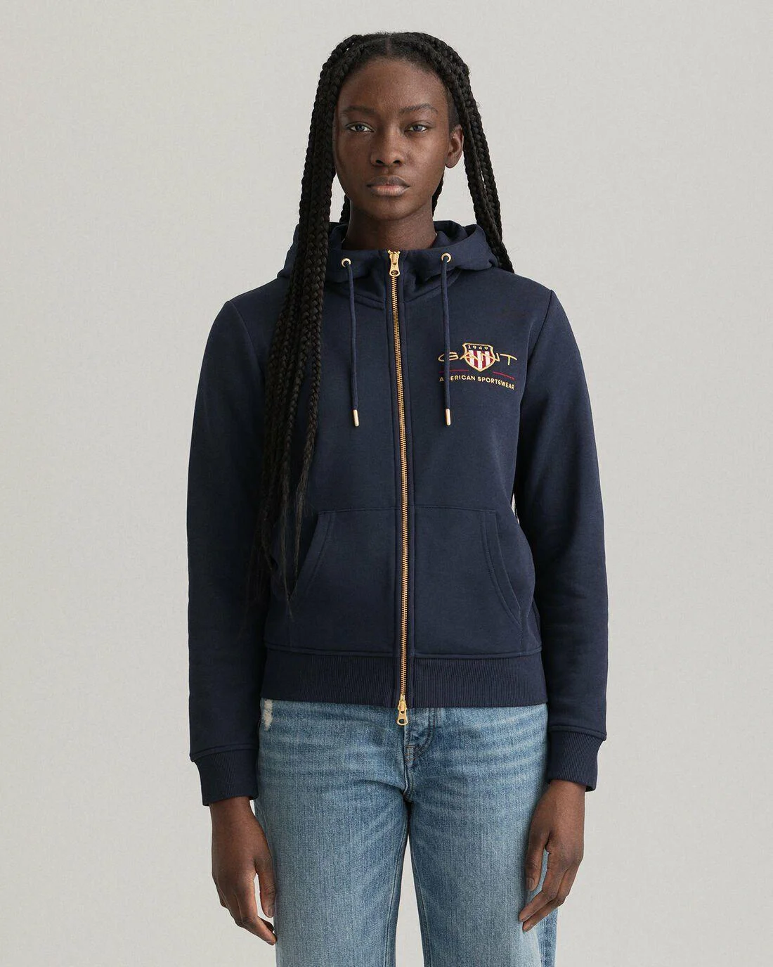 Hoodies And Sweats | Womens GANT Archive Shield Full-Zip Hoodie Evening Blue