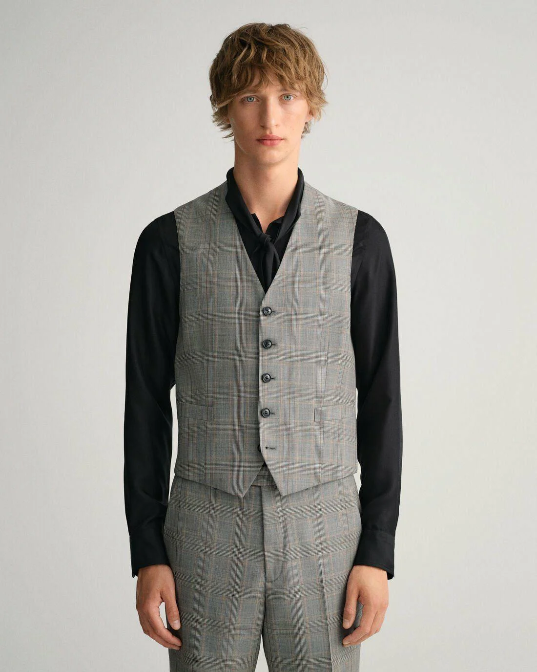 Blazers | Mens GANT Glen Check Suit Waistcoat Black