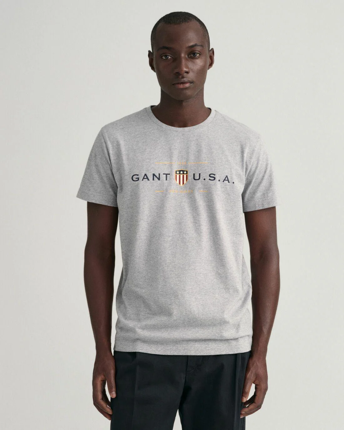 T-Shirts | Mens GANT Banner Shield T-Shirt Grey Melange