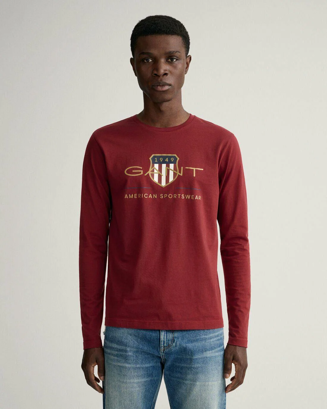 T-Shirts | Mens GANT Archive Shield Long Sleeve T-Shirt Plumped Red