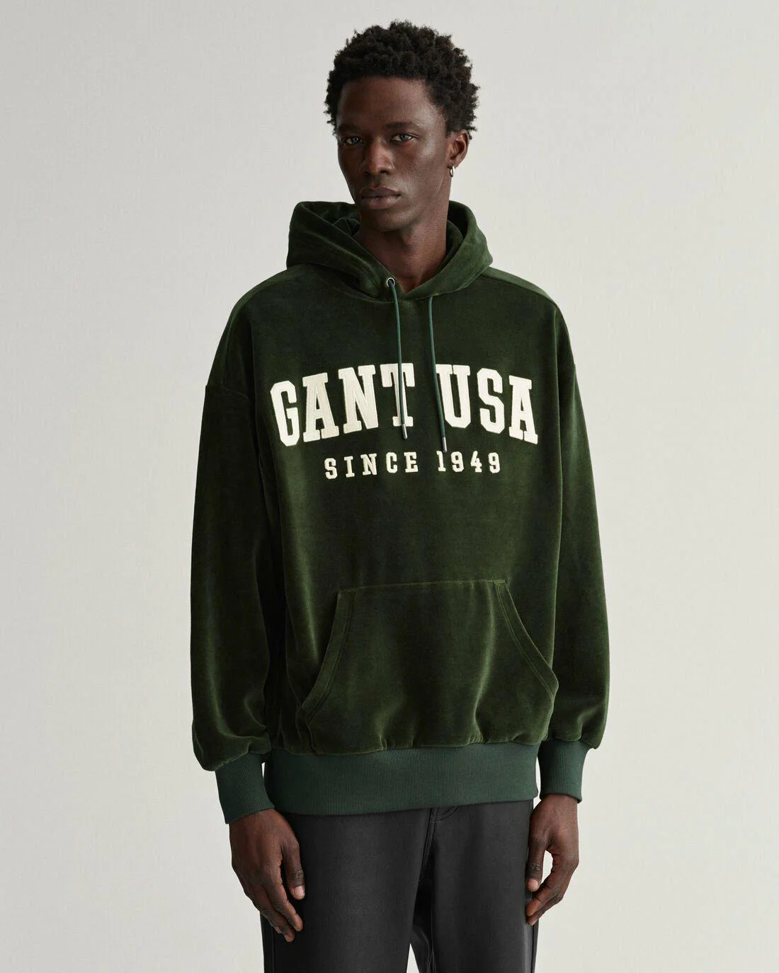 Hoodies And Sweats | Mens GANT Velour Hoodie Storm Green