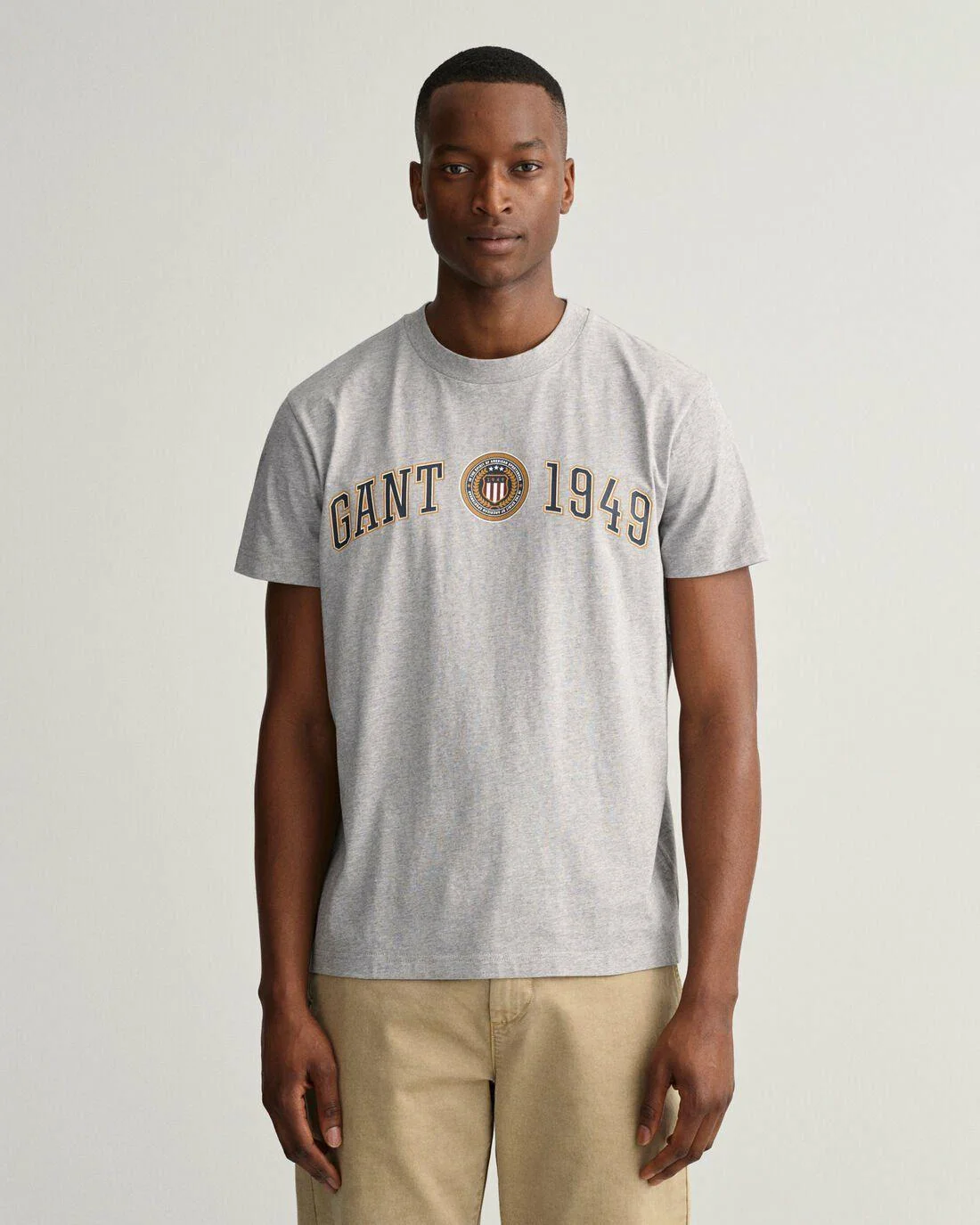 T-Shirts | Mens GANT Crest Shield T-Shirt Grey Melange