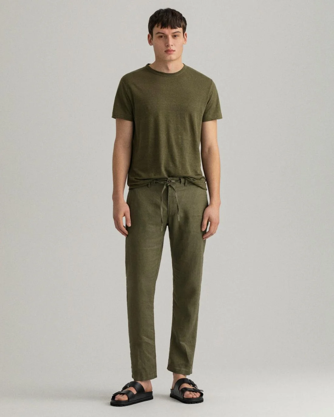 Chinos | Mens GANT Relaxed Fit Linen Drawstring Pants Racing Green