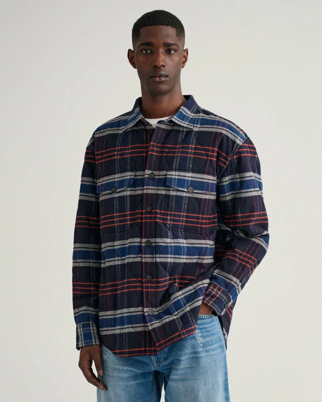 Shirts | Mens GANT Quilted Flannel Overshirt Evening Blue