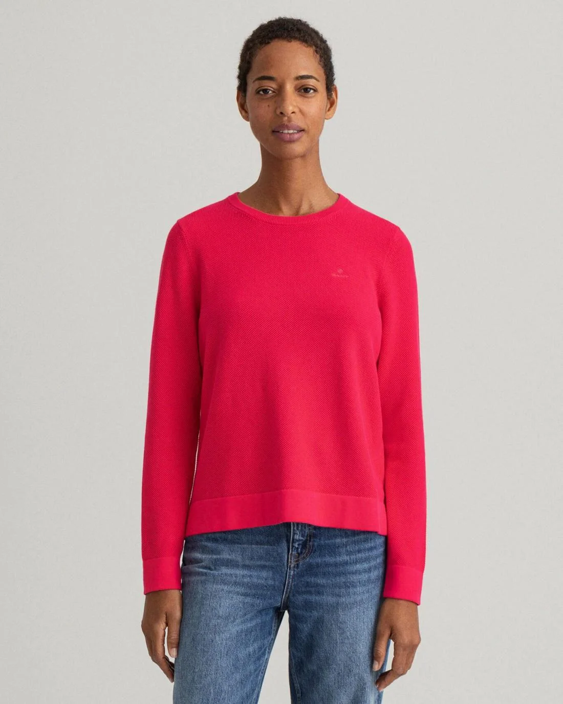 Knitwear | Womens GANT Cotton Piqué Crew Neck Sweater Sunset Pink