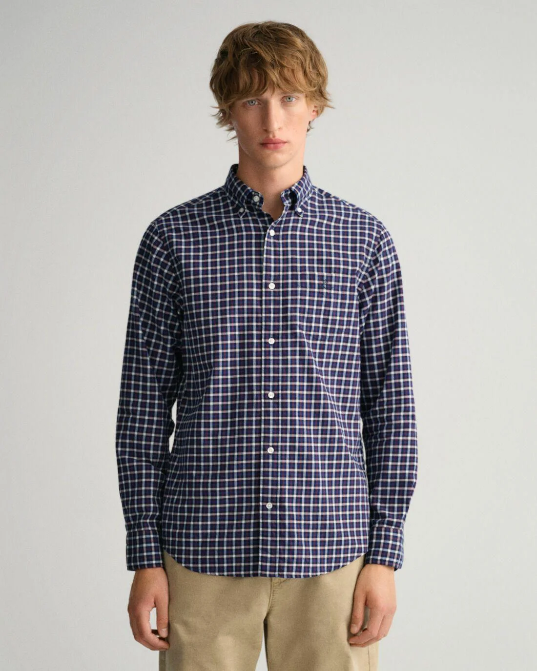 Shirts | Mens GANT Regular Fit Gingham Twill Shirt Evening Blue