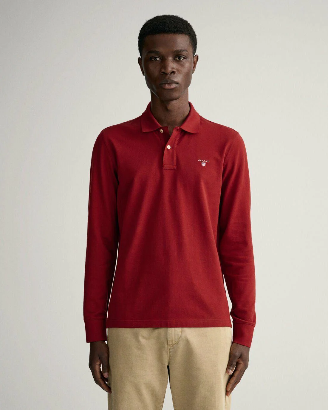 Polo Shirts | Mens GANT Original Long Sleeve Piqué Polo Shirt Plumped Red